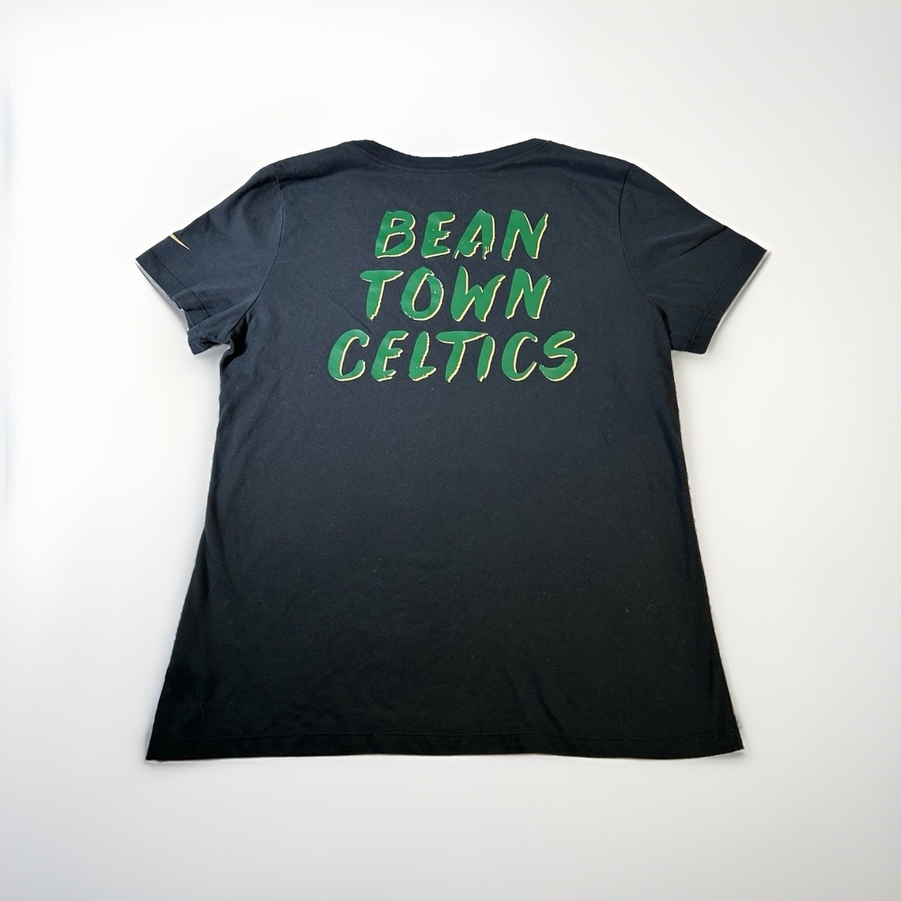 Nike Boston Celtics Bean Town Tshirt Womens L Black Vneck DriFit NBA BV9909-101